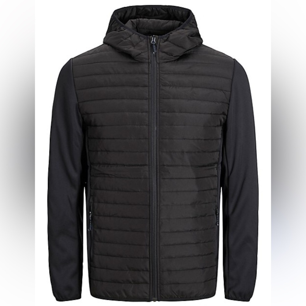 Produkt ~ Quilted Zip Front Hooded Jacket ~ Black ~ Men’s Size Small - Picture 3 of 14